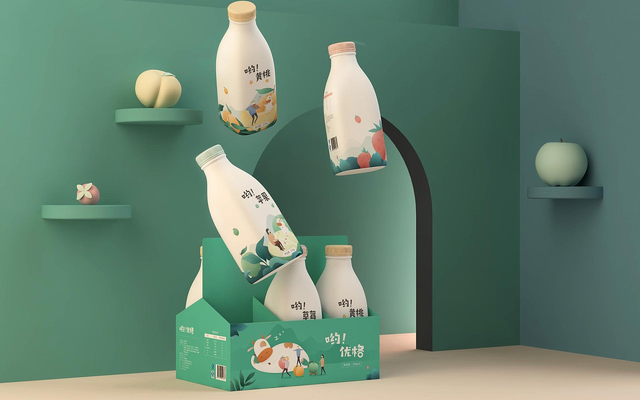 酸奶品牌创意插画风格VI及包装设计-苏州插画设计公司
